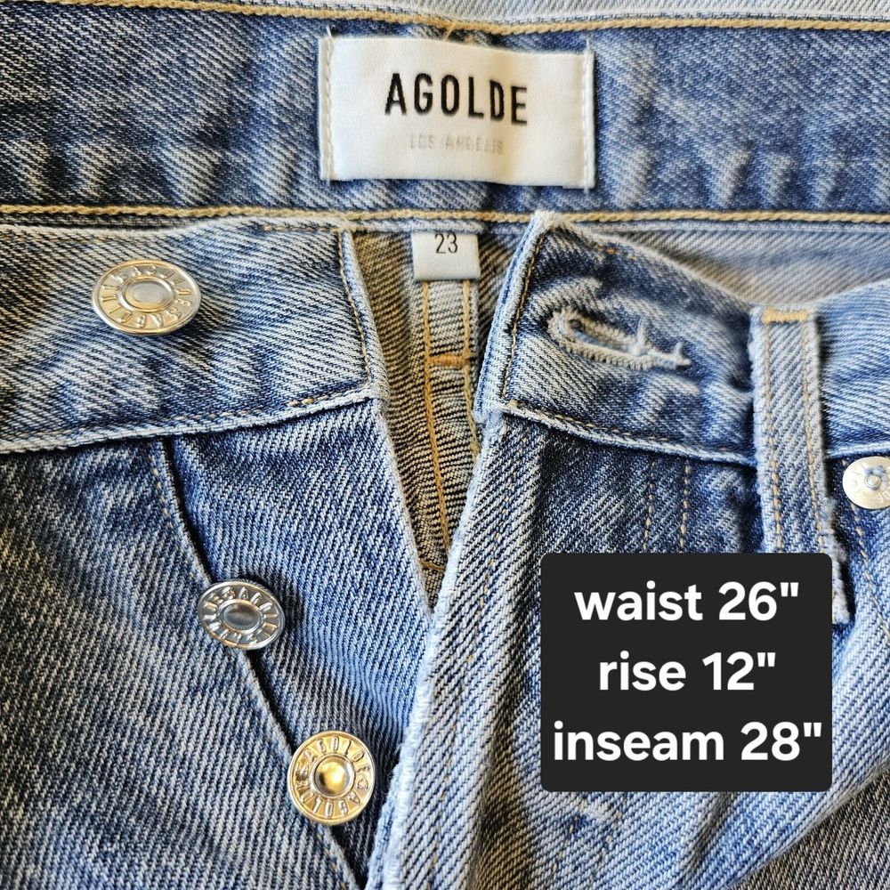 AGOLDE 90’s Jean Mid Rise Distressed Straight Loose Women’s Sz 23 Button Fly USA - Picture 8 of 8